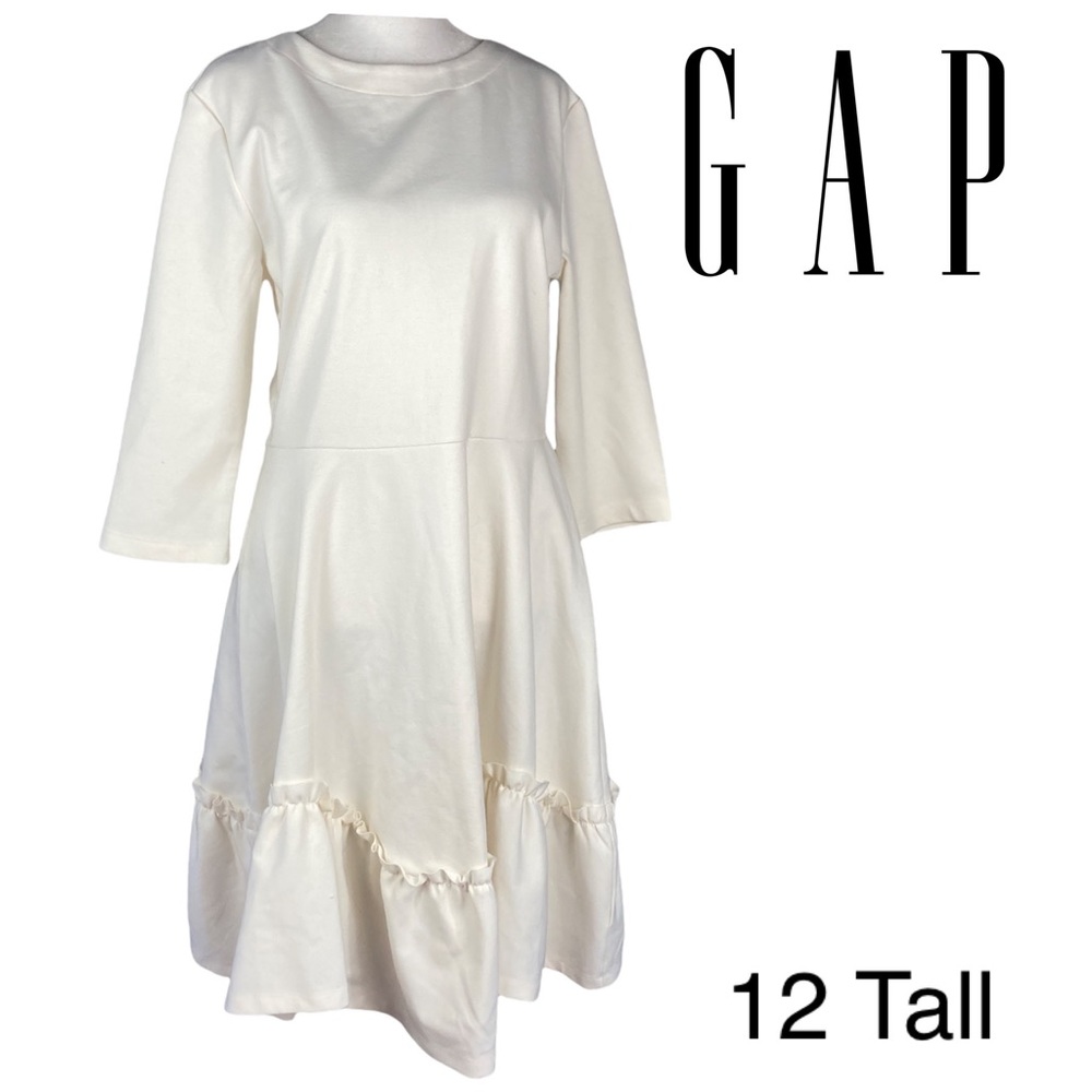 NWOT Gap White Ruffle Dress size 12 Tall 🖤